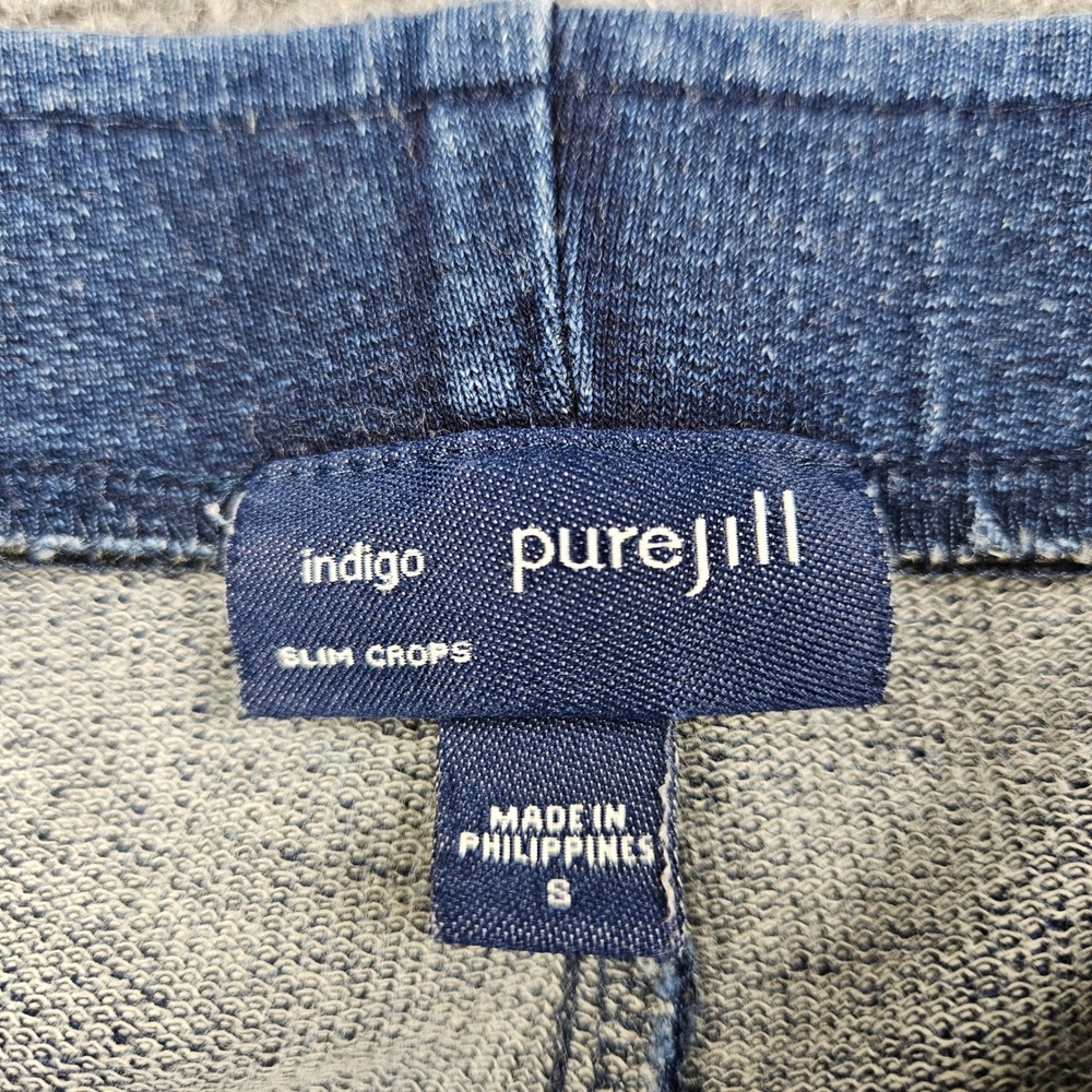 Pure Jill Indigo Slim Crops Womens Small Blue Knit Pull On Stretch Pants - Picture 2 of 11